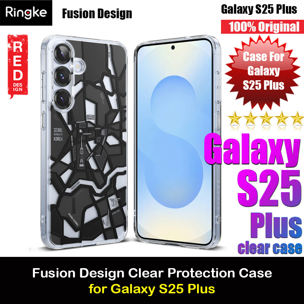 Ringke Fusion Design Transparent Protection Case for Samsung Galaxy S25 Plus(Seoul Map Black)