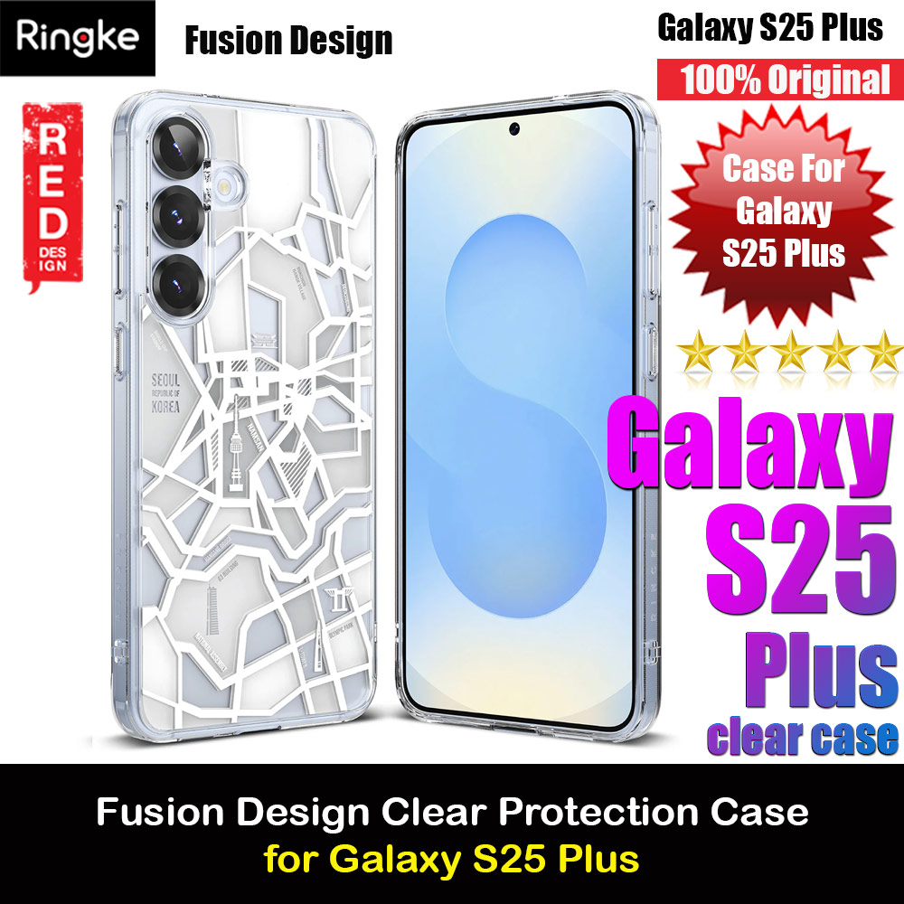 Ringke Fusion Design Transparent Protection Case for Samsung Galaxy S25 Plus(Seoul Map White)