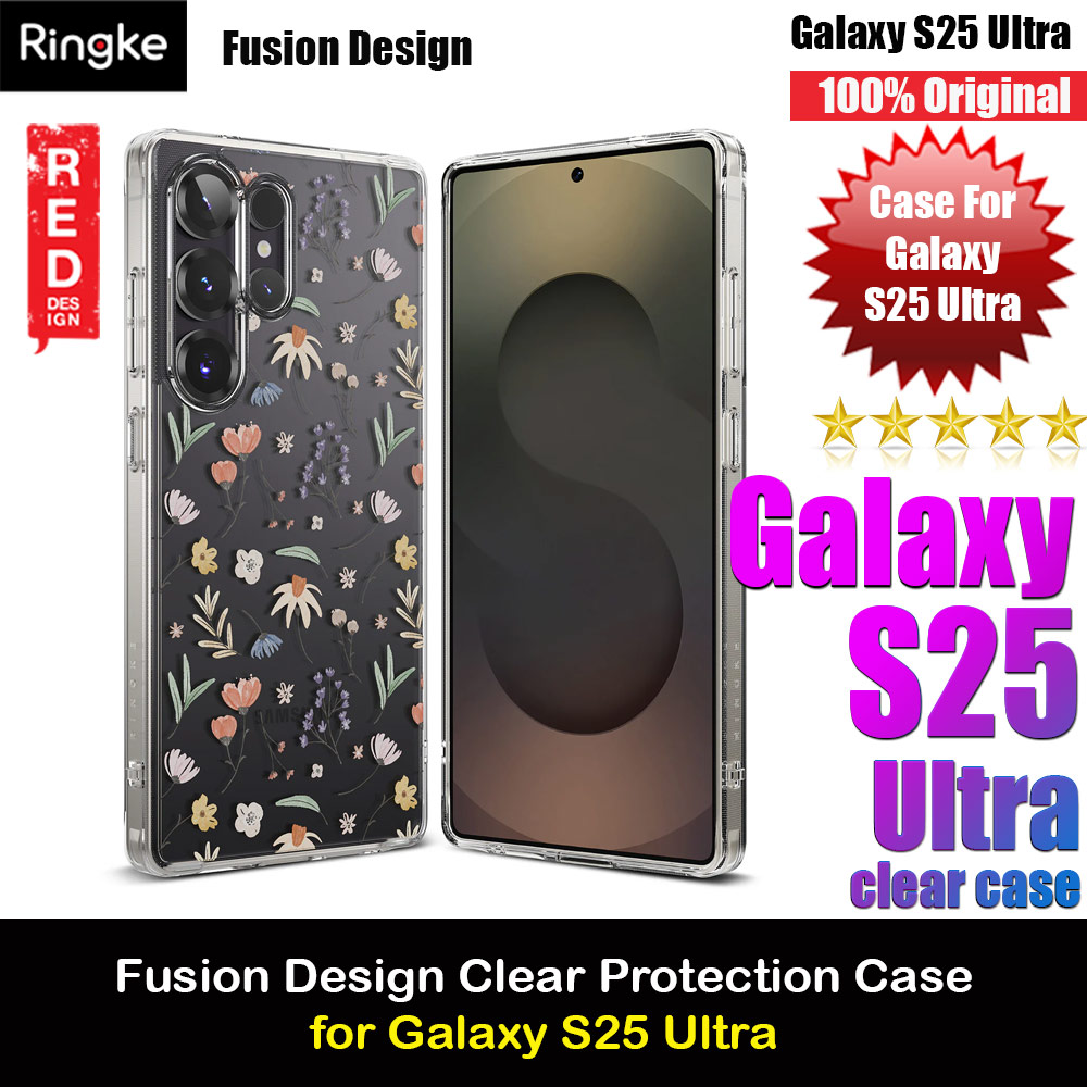Ringke Fusion Design Transparent Protection Case for Samsung Galaxy S25 Ultra (Dry Flowers)
