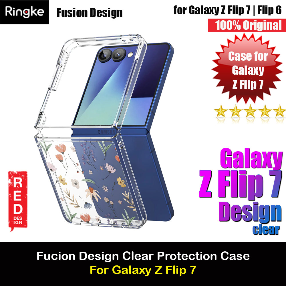 Ringke Fusion Design Protection Case with Strap Hole for Samsung Galaxy Z Flip 7 (Dry Flowers)