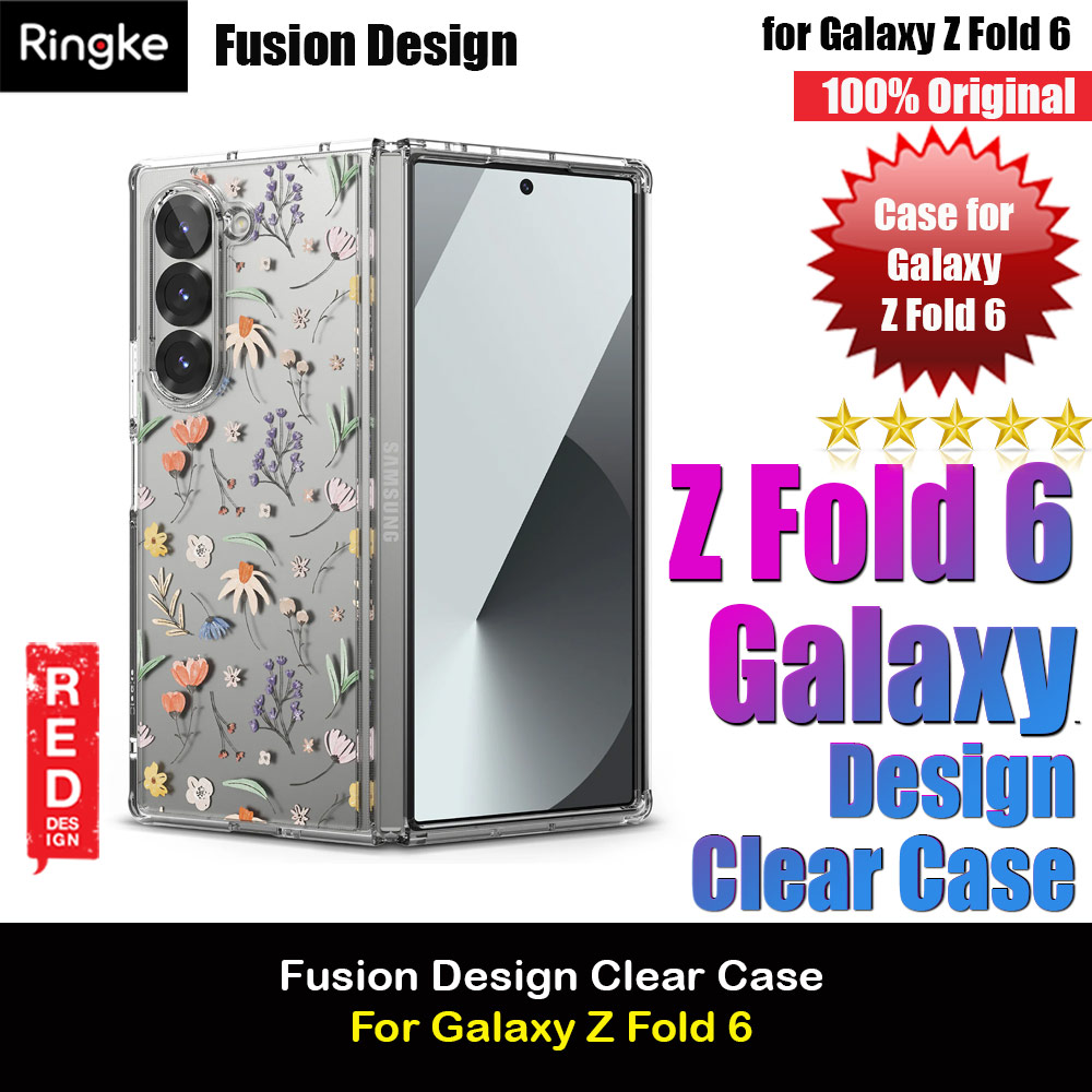 Ringke Fusion Design Protection Case with Strap Hole for Samsung Galaxy Z Fold 6 (Dry Flowers)
