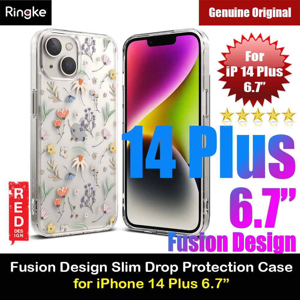 Ringke Fusion Design Female Modern Women Girl Trendy Design Slim Drop Protection Case for iPhone 14 Plus 6.7 (Dry Flowers)