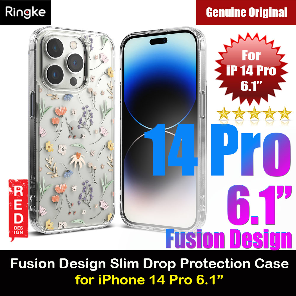 Ringke Fusion Design Female Modern Women Girl Trendy Design Slim Drop Protection Case for iPhone 14 Pro 6.1 (Dry Flowers)