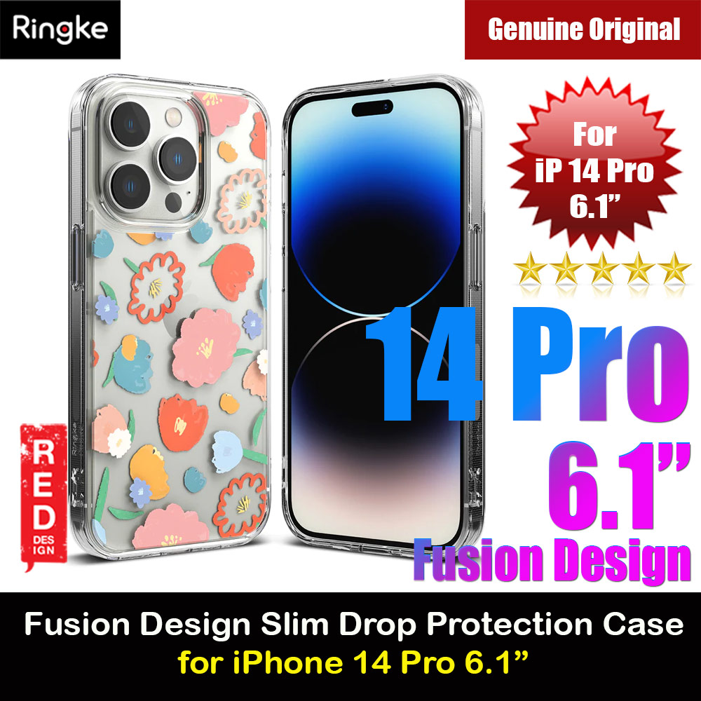 Ringke Fusion Design Female Modern Women Girl Trendy Design Slim Drop Protection Case for iPhone 14 Pro 6.1 (Floral)