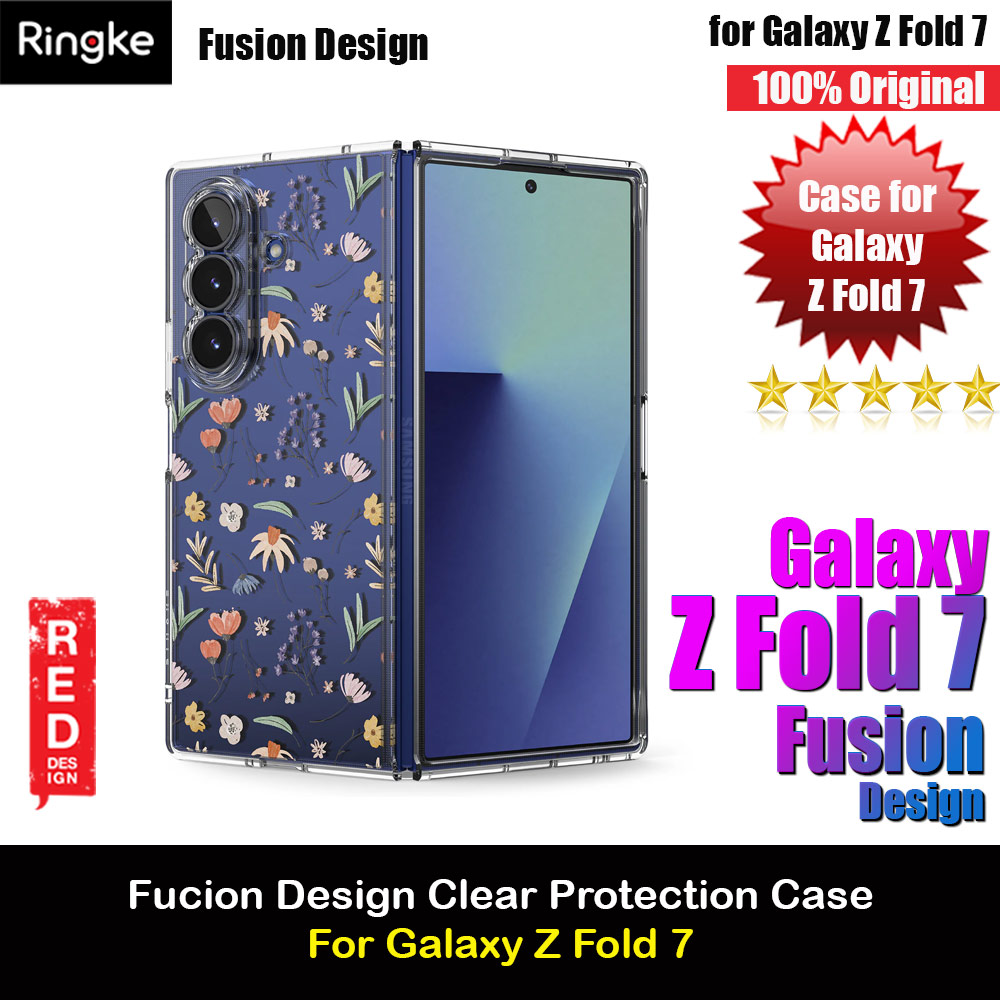 Ringke Fusion Design Protection Case with Strap Hole for Samsung Galaxy Z Fold 7 (Dry Flower)