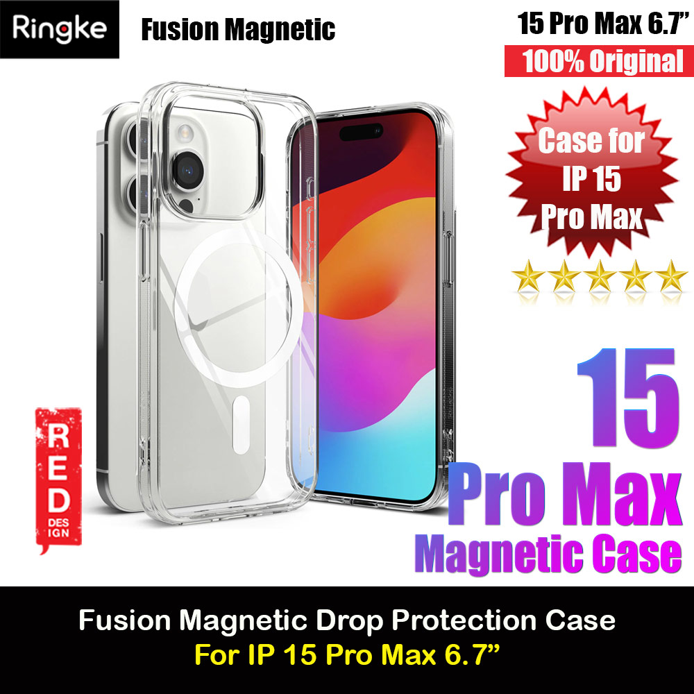 Ringke Fusion Magnetic Slim Drop Protection Case Magsafe Compatible for Apple iPhone 15 Pro Max 6.7 (Clear)
