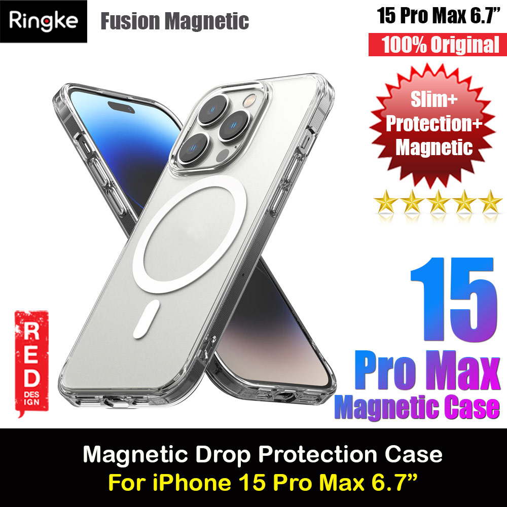 Ringke Fusion Magnetic Matte Slim Drop Protection Case Magsafe Compatible for Apple iPhone 15 Pro Max 6.7 (Matte Clear)