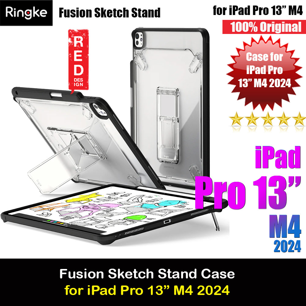Ringke Fusion Sketch Stand Case Horizontal Vertical Multi Angle Stand Back Drop Protection Case for iPad Pro 13" M4 2024 (Black)