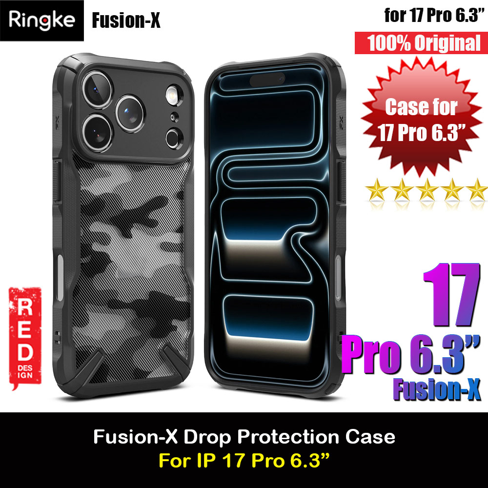 Ringke Fusion X Rugged Bumper Drop Protection Case for iPhone 17 Pro 6.3 (Camo Black)