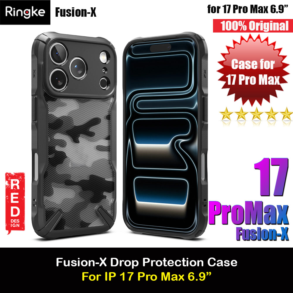Ringke Fusion X Rugged Bumper Drop Protection Case for iPhone 17 Pro Max 6.9 (Camo Black)