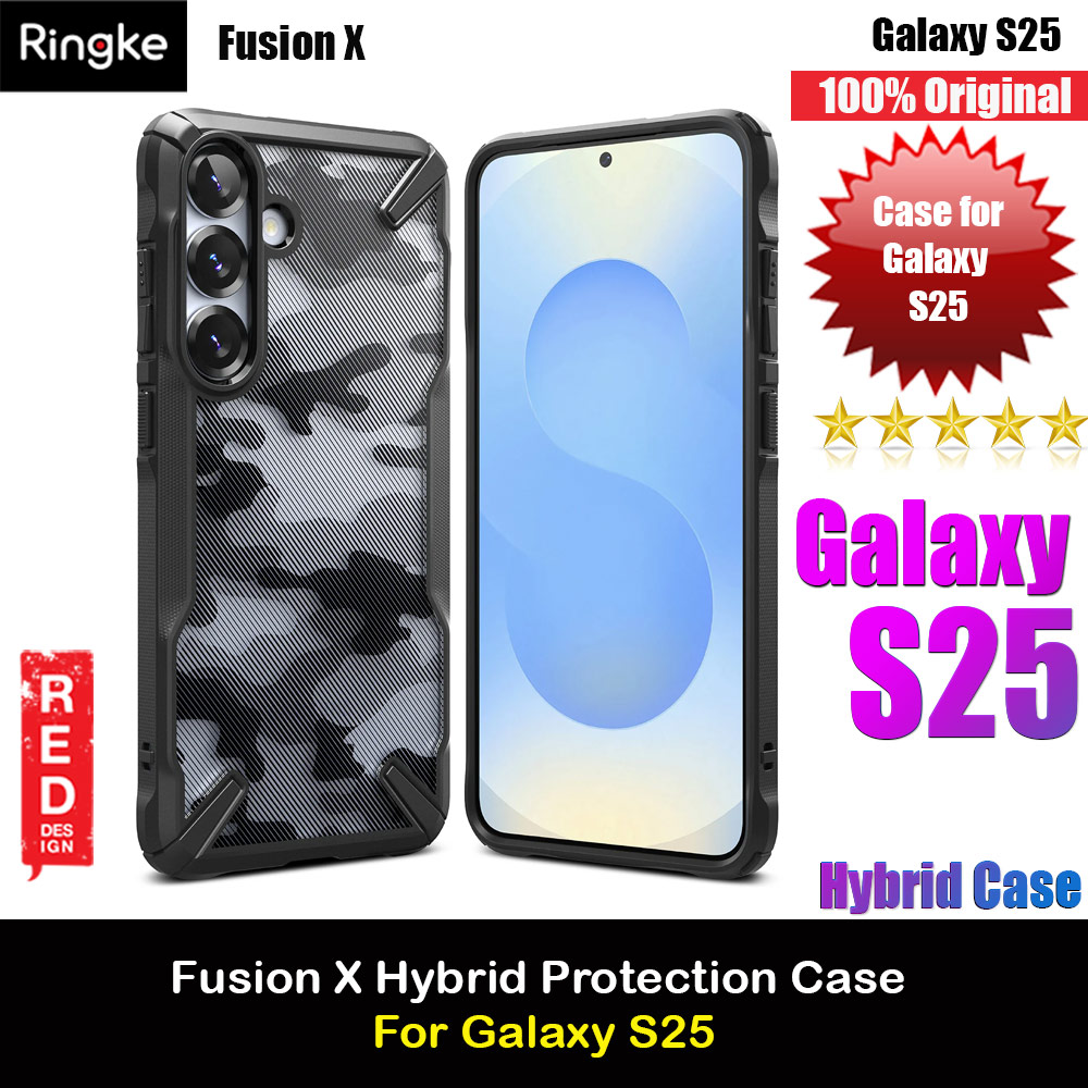 Ringke Fusion X Transparent Protection Case for Samsung Galaxy S25 (Camo Black)