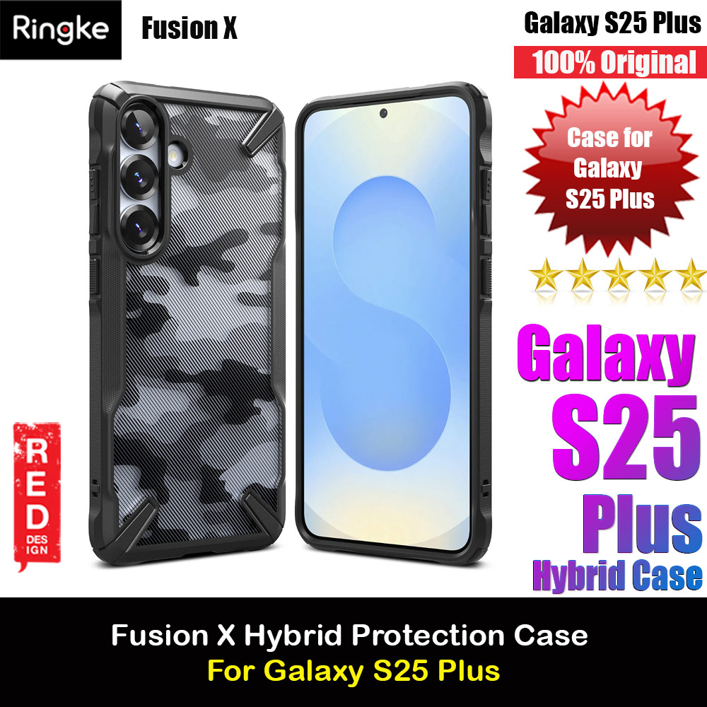 Ringke Fusion X Transparent Protection Case for Samsung Galaxy S25 Plus (Camo Black)