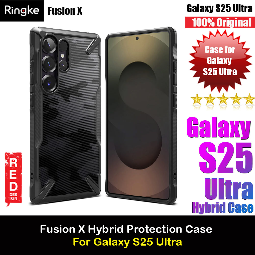Ringke Fusion X Transparent Protection Case for Samsung Galaxy S25 Ultra (Camo Black)