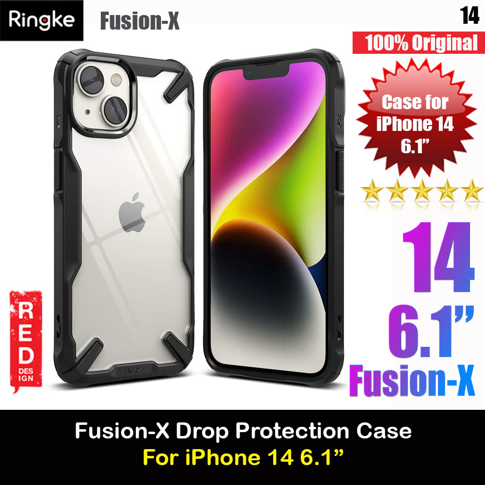 Ringke Fusion X Hybrid PC and TPU Frame Drop Protection Case for Apple iPhone 14 6.1 (Black)