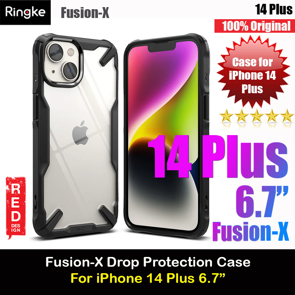 Ringke Fusion X Hybrid PC and TPU Frame Drop Protection Case for Apple iPhone 14 Plus 6.7 (Black)