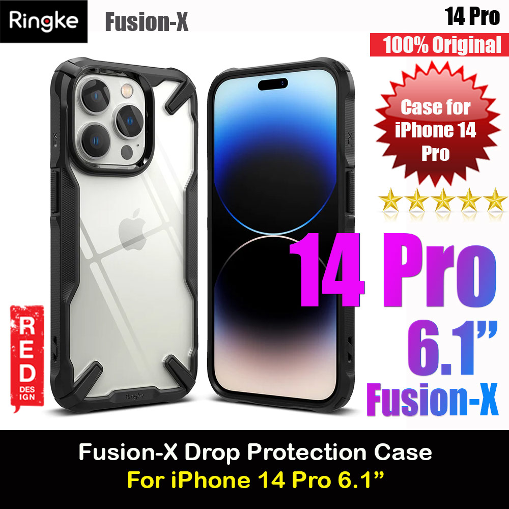 Ringke Fusion X Hybrid PC and TPU Frame Drop Protection Case for Apple iPhone 14 Pro 6.1 (Black)