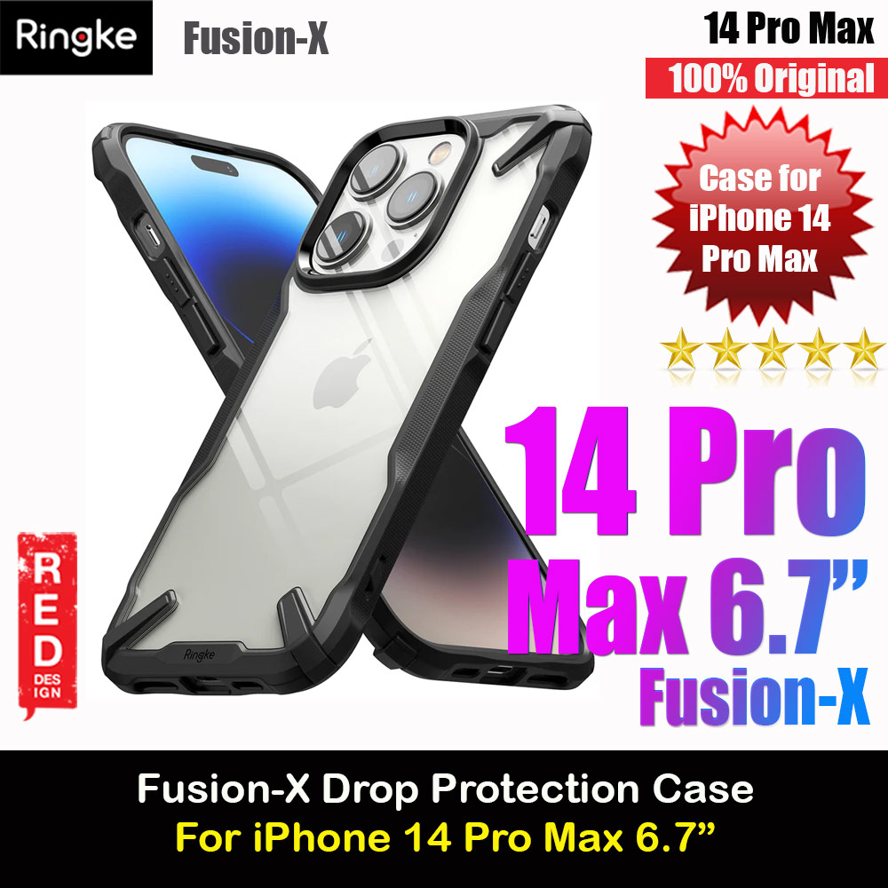 Ringke Fusion X Hybrid PC and TPU Frame Drop Protection Case for Apple iPhone 14 Pro Max 6.7 (Black)