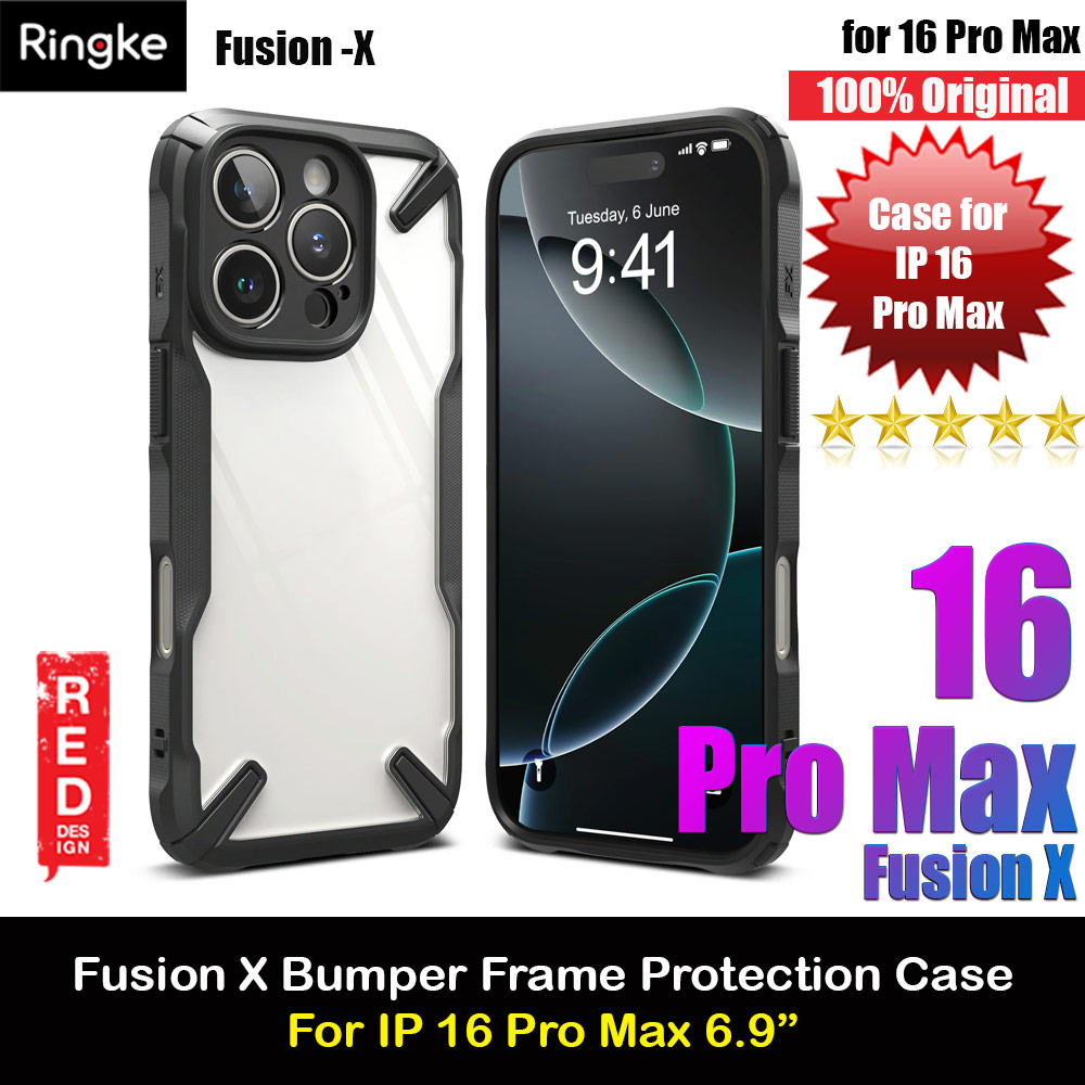 Ringke Fusion X Hybrid PC and TPU Frame Drop Protection Case for Apple iPhone 16 Pro Max 6.9 (Black)