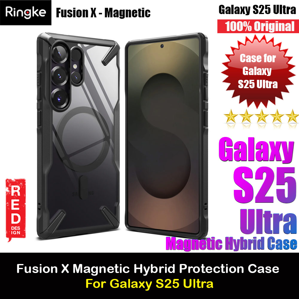Ringke Fusion X Magnetic Transparent Protection Case for Samsung Galaxy S25 Ultra (Black)