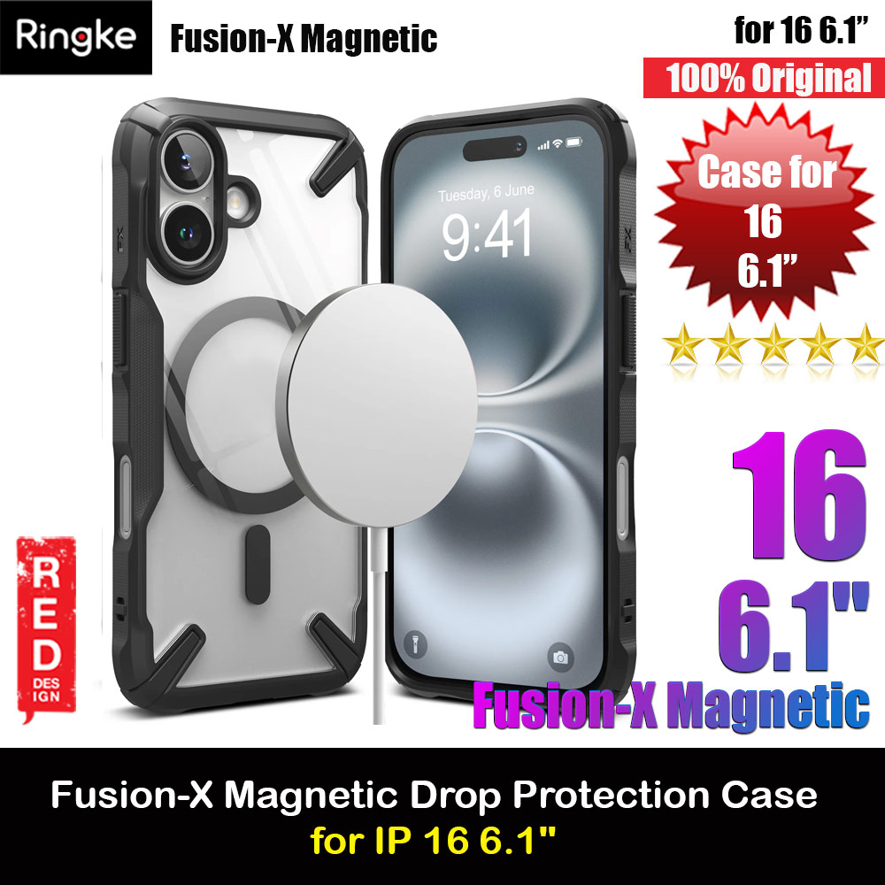 Ringke Fusion X Magnetic Anti Yellow Back Plate Drop Protection Case for iPhone 16 6.1 (Matte Black)