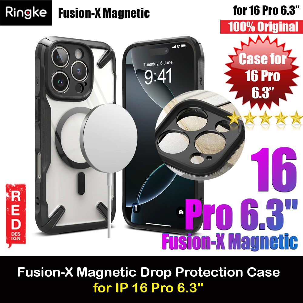Ringke Fusion X Magnetic Anti Yellow Back Plate Drop Protection Case for iPhone 16 Pro 6.3 (Matte Black)