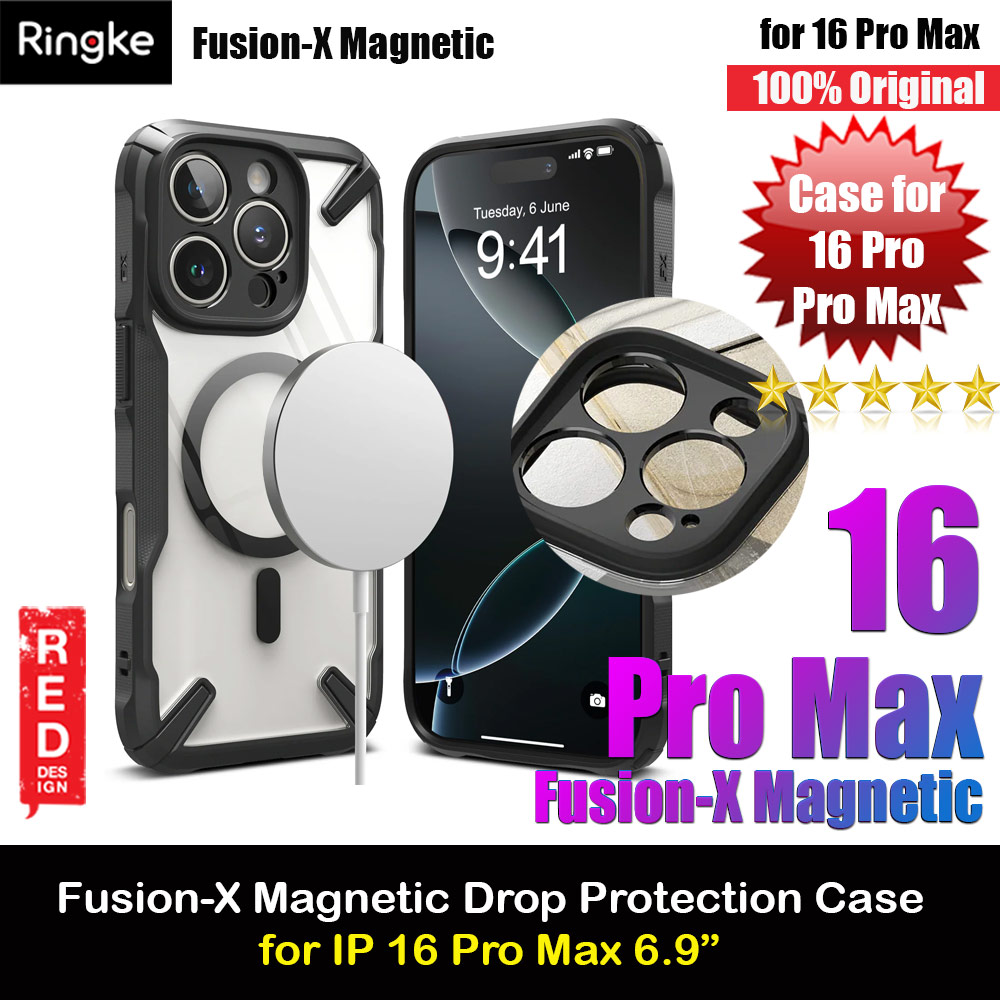 Ringke Fusion X Magnetic Anti Yellow Back Plate Drop Protection Case for iPhone 16 Pro Max 6.9 (Matte Black)