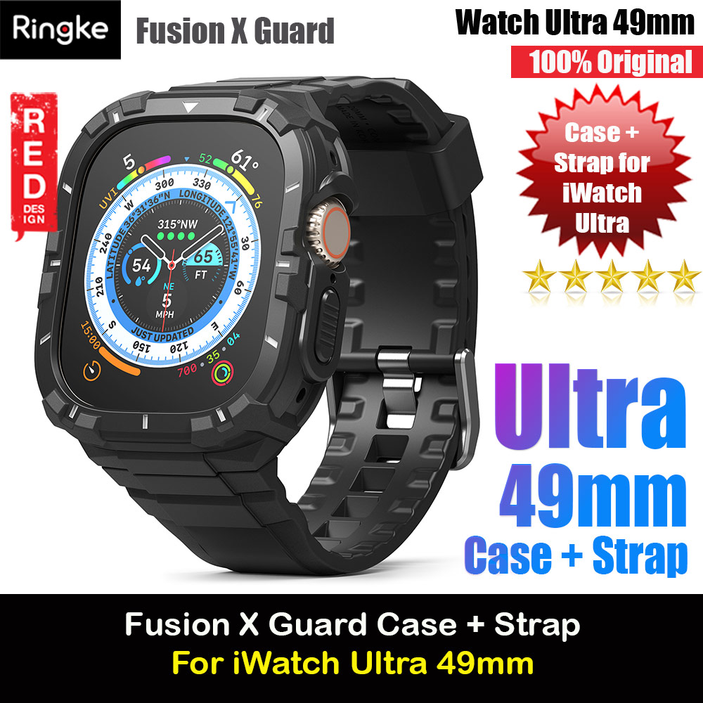 Ringke Fusion X Guard Protection Case Strap Band for Apple Watch Ultra 49mm (Black White Index)