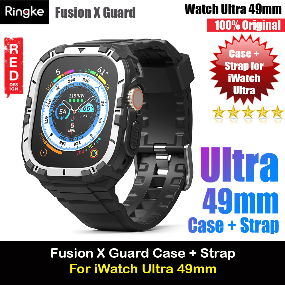 Ringke Fusion X Guard Protection Case Strap Band for Apple Watch Ultra 49mm (White Black Index)
