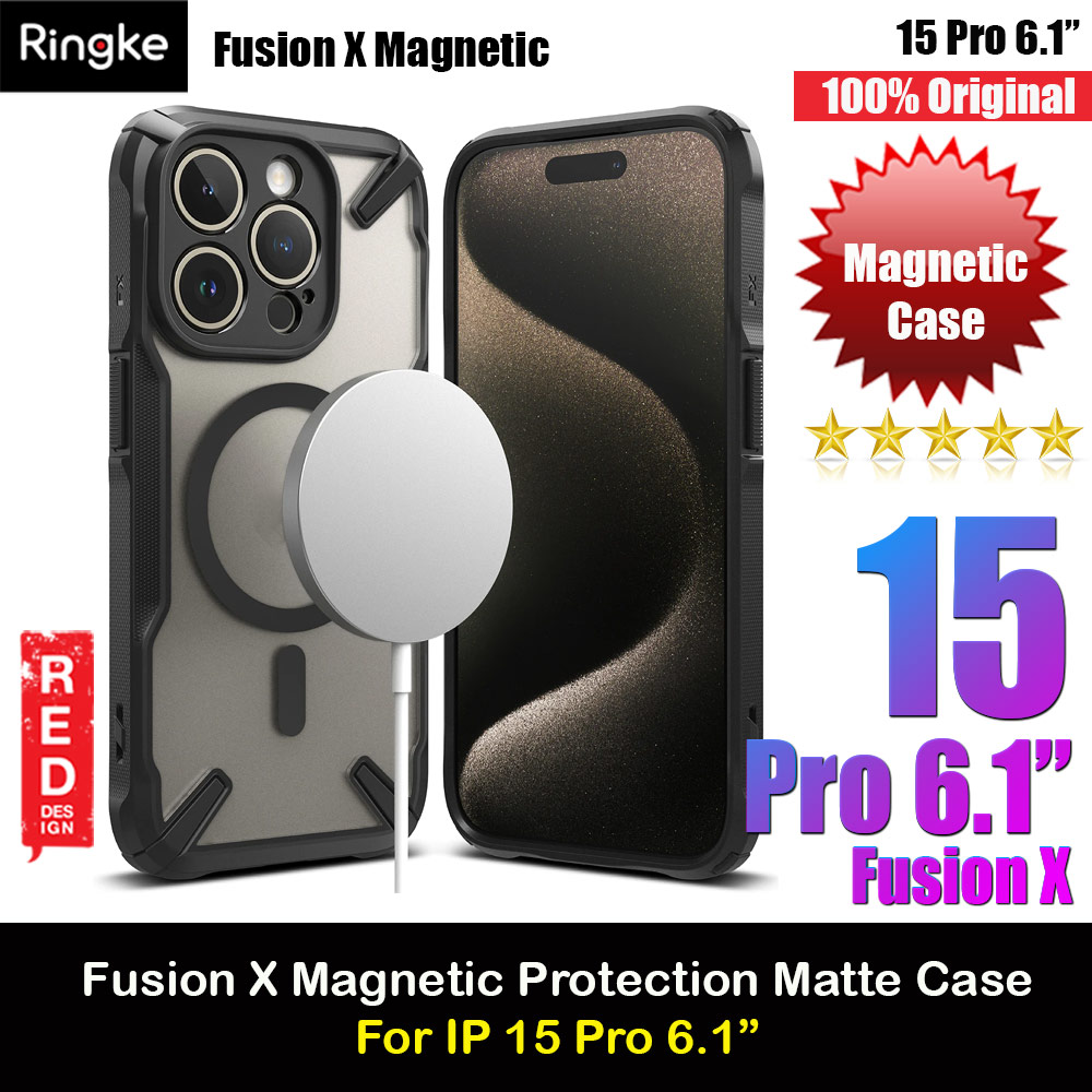 Ringke Fusion X Magnetic Anti Yellow Back Plate Drop Protection Case for iPhone 15 Pro 6.1 (Matte Black)