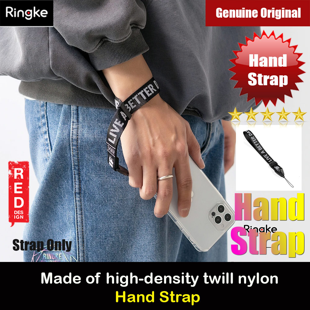 Ringke Hand Strap Smartphone Case Strap Camera Strap Key Ring Strap Airpods Pro Strap (Lettering Ticket Band 2 Black)
