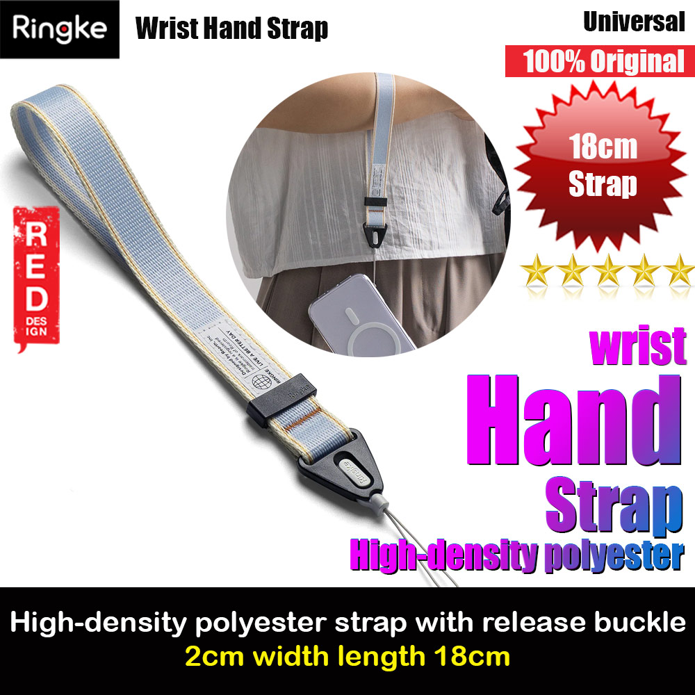 Ringke High density polyester wrist hand strap for Perfect for daily use traveling hiking smartphone Portable Handheld Fan Strap (Stripe Blue)