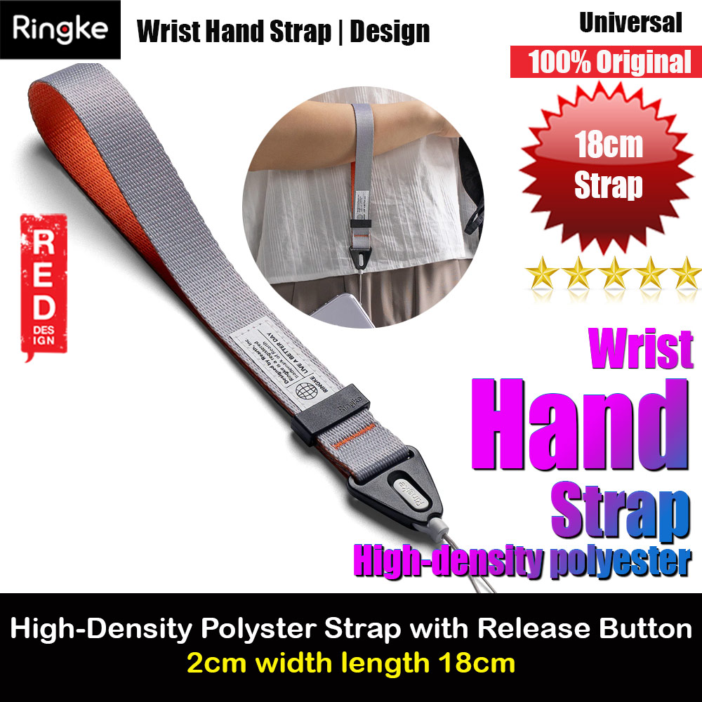 Ringke High density polyester wrist hand strap for Perfect for daily use traveling hiking smartphone Jisulife Portable Handheld Fan Strap (Ash Orange)