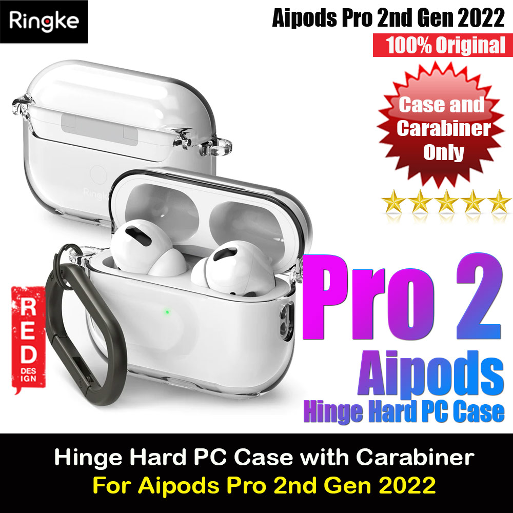 Ringke Hinge Hard PC Case Protective Protection Case with Carabiner for Apple Airpods Pro 2 (Clear)