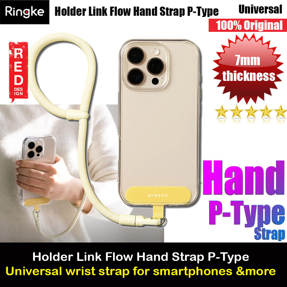 Ringke Holder Link and Flow Hand Strap P-Type Wrist Strap Phone Strap for closed-bottom phone case (Butter Yellow)