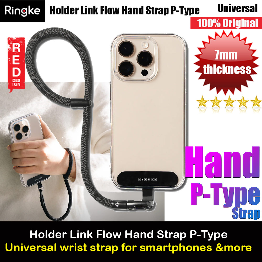 Ringke Holder Link and Flow Hand Strap P-Type Wrist Strap Phone Strap for closed-bottom phone case (Calm Black)
