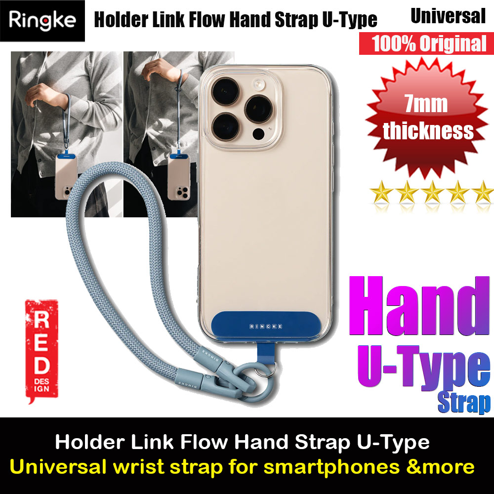Ringke Holder Link and Flow Hand Strap U-Type Wrist Strap Phone Strap for closed-bottom phone case (Urban Blue)