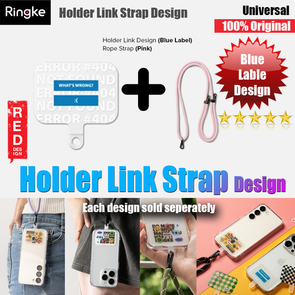 Ringke Shoulder Strap Design Holder Link Rope for Phone case (Blue Label Design Pink Rope)