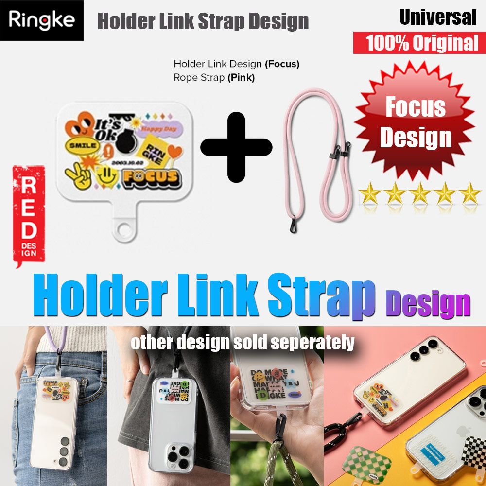 Ringke Shoulder Strap Design Holder Link Rope Lanyard for Phone case (Focus Design Pink Rope)