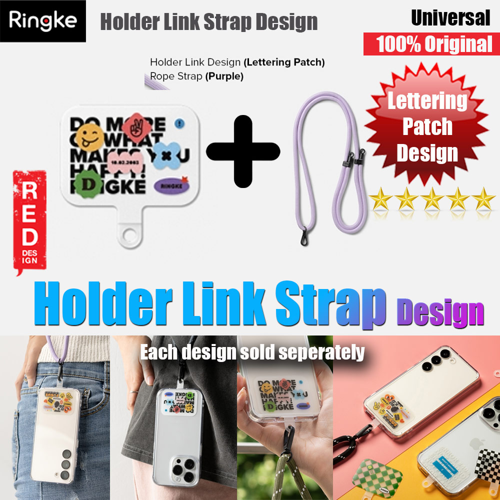Ringke Shoulder Strap Design Holder Link Rope for Phone case (Lettering Patch Design Purple Rope)