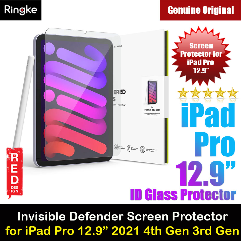 Ringke Invisible Defender Glass Tempered Glass Screen Protector for Apple iPad Pro 12.9 5th Gen 2021 4th Gen 2020 3rd Gen 2018 (Clear)