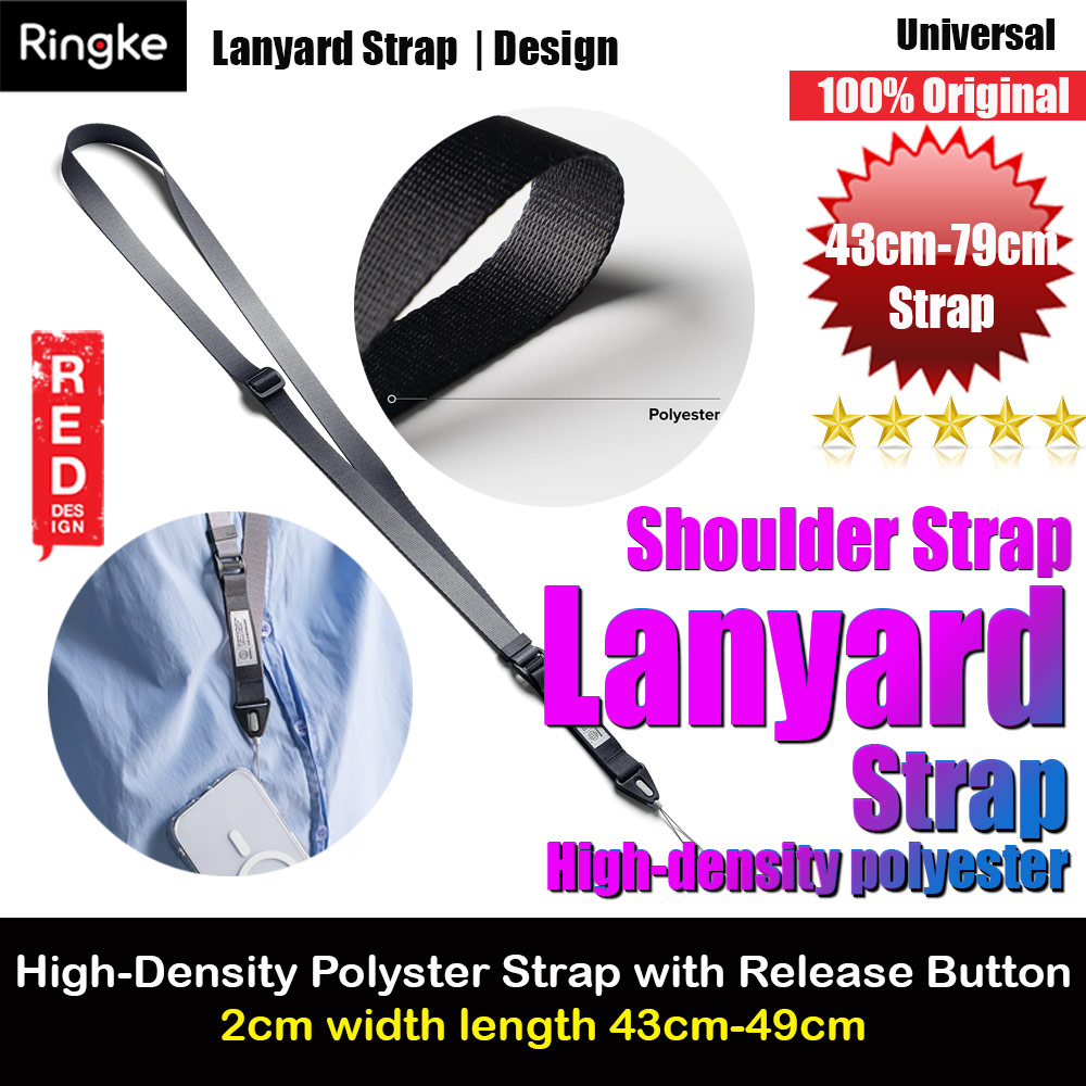 Ringke High density polyester Lanyard strap Shoulder Strap for Perfect for daily use traveling hiking smartphone Jisulife Portable Handheld Fan Strap (Graphite)