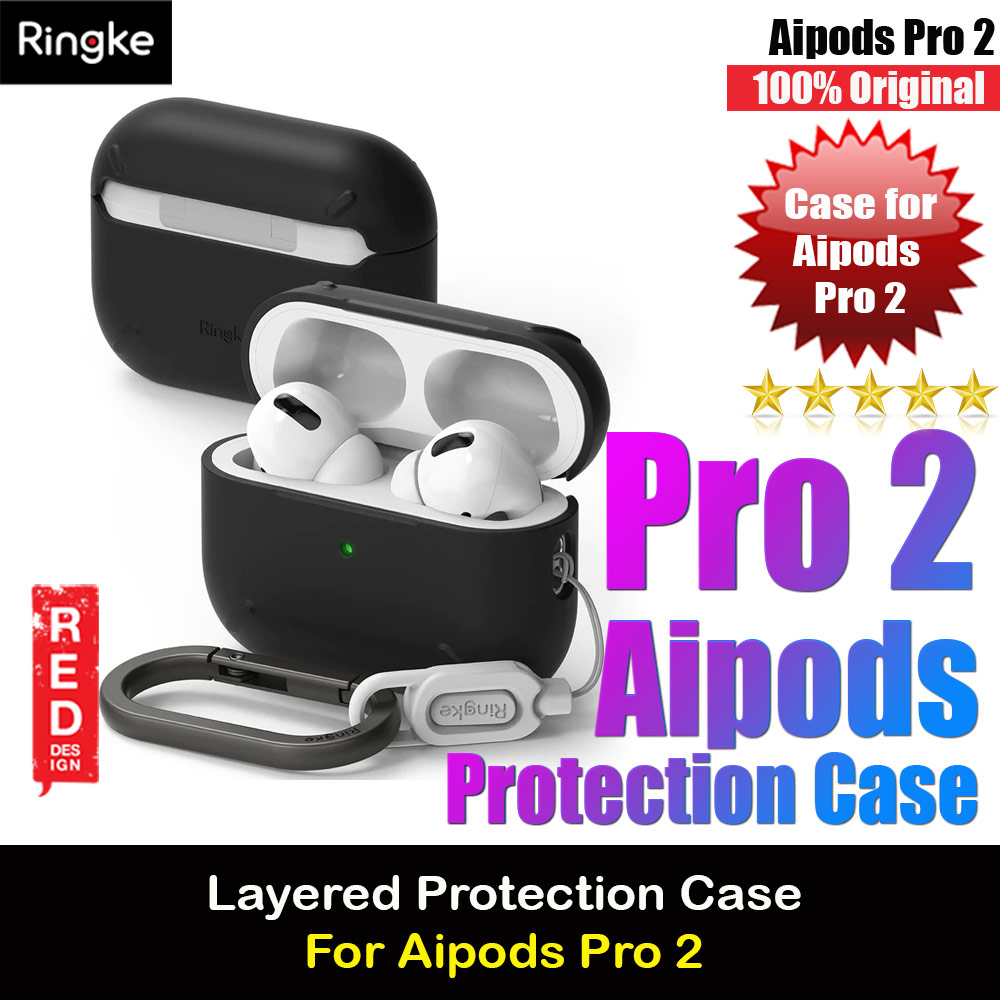 Ringke Layered Hard Protective Protection Case with Carabiner for Apple Airpods Pro 2 (Black)