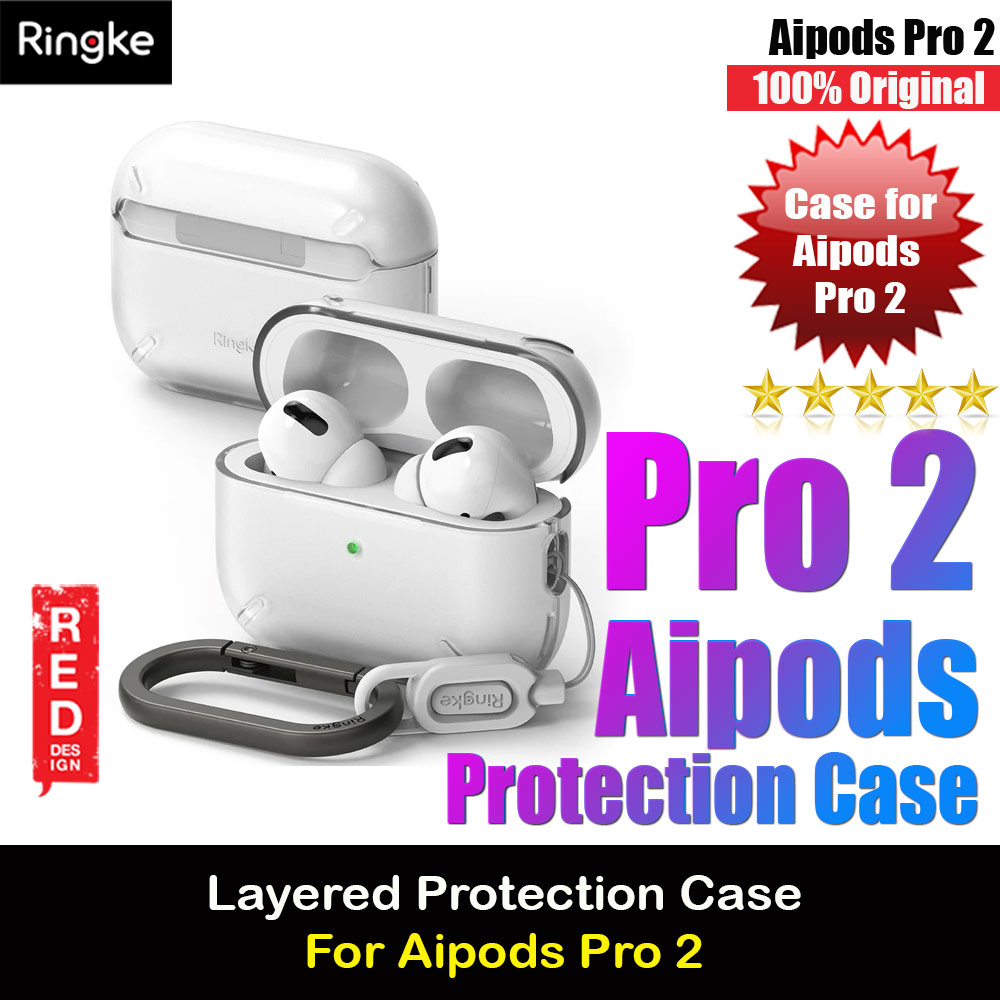 Ringke Layered Hard Protective Protection Case with Carabiner for Apple Airpods Pro 2 (Matte Clear)