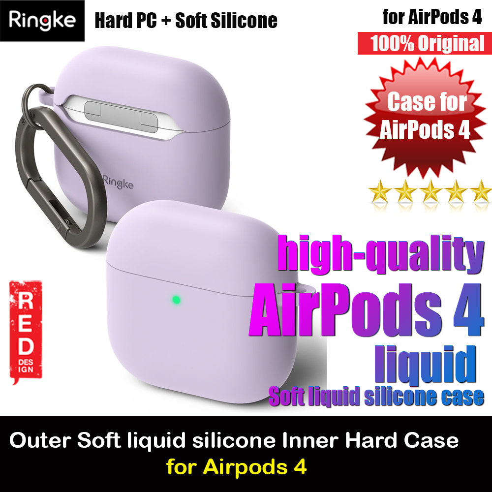 Ringke PC and Soft Liquid Silicone Protection Case for Airpods 4 (Light Purple)
