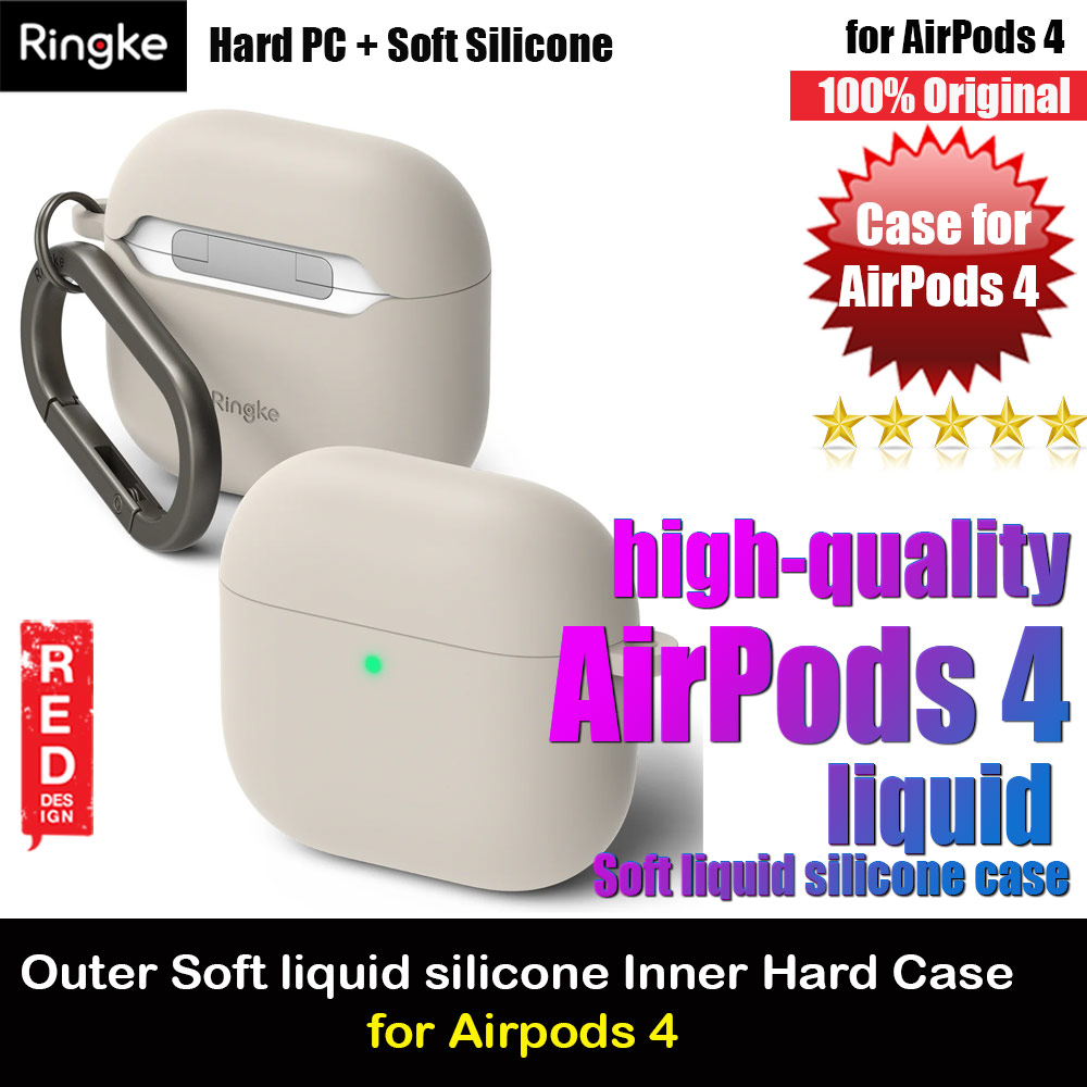 Ringke PC and Soft Liquid Silicone Protection Case for Airpods 4 (Stone)
