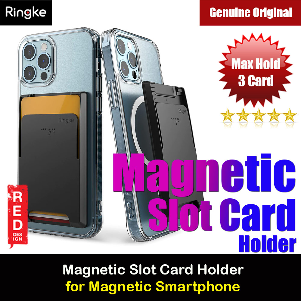 Ringke Magnetic Slot Card Holder Max Holder 3 Card with High Quality PC Material for Magnetic Smartphone and Magnetic Phone Case(Black)