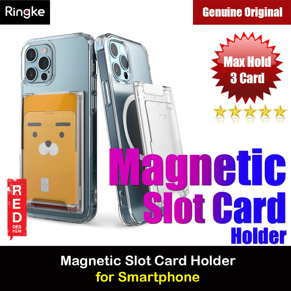 Ringke Magnetic Slot Card Holder Max Holder 3 Card with High Quality PC Material for Magnetic Smartphone and Magnetic Phone Case(Clear Mist)