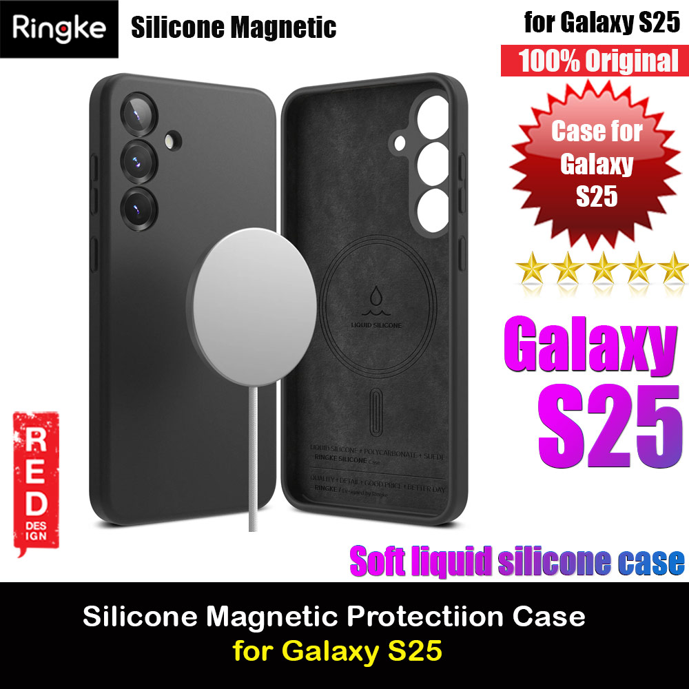 Ringke Soft Liquid Silicone Case with Magnetic Ring Protection Case for Samsung Galaxy S25 (Black)