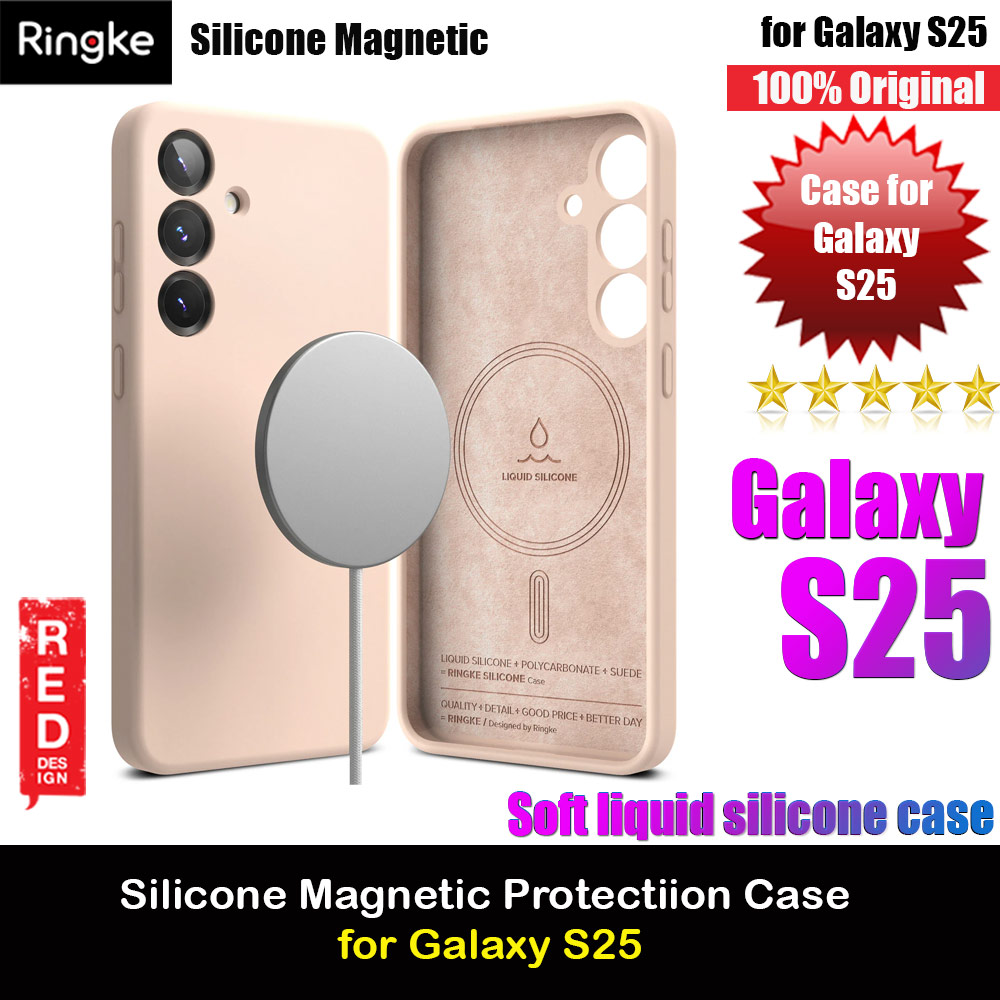 Ringke Soft Liquid Silicone Case with Magnetic Ring Protection Case for Samsung Galaxy S25 (Pink Sand)