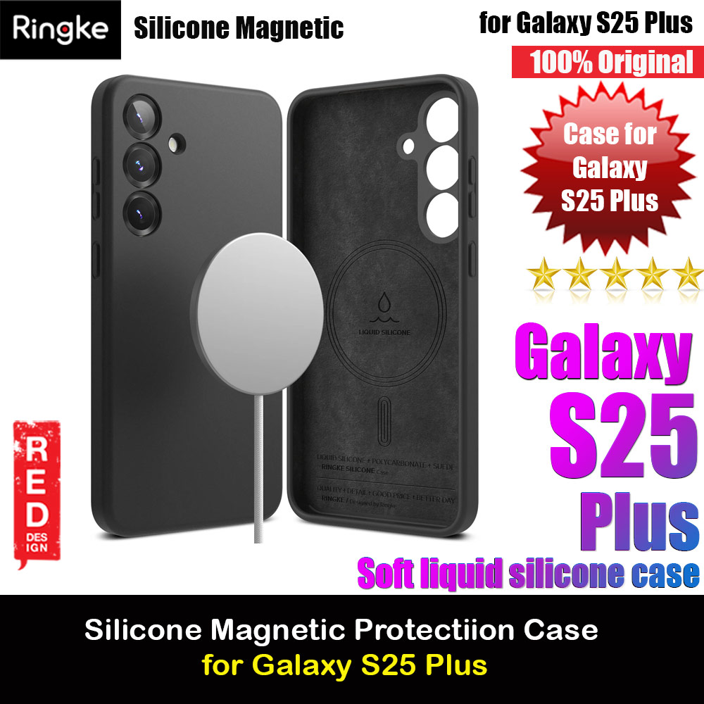Ringke Soft Liquid Silicone Case with Magnetic Ring Protection Case for Samsung Galaxy S25 Plus (Black)